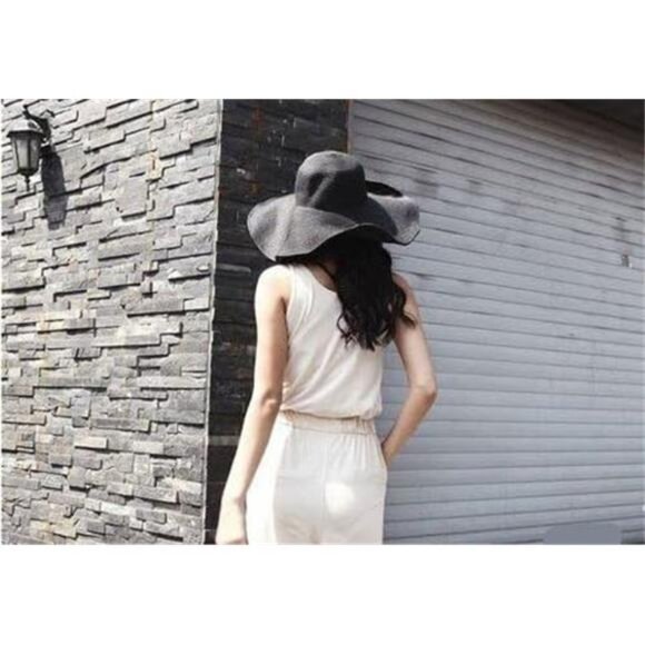 Women's Ridge Wide Floppy Brim Summer Beach SunHat Straw Cap Party Garden Travel - Picture 2 of 6